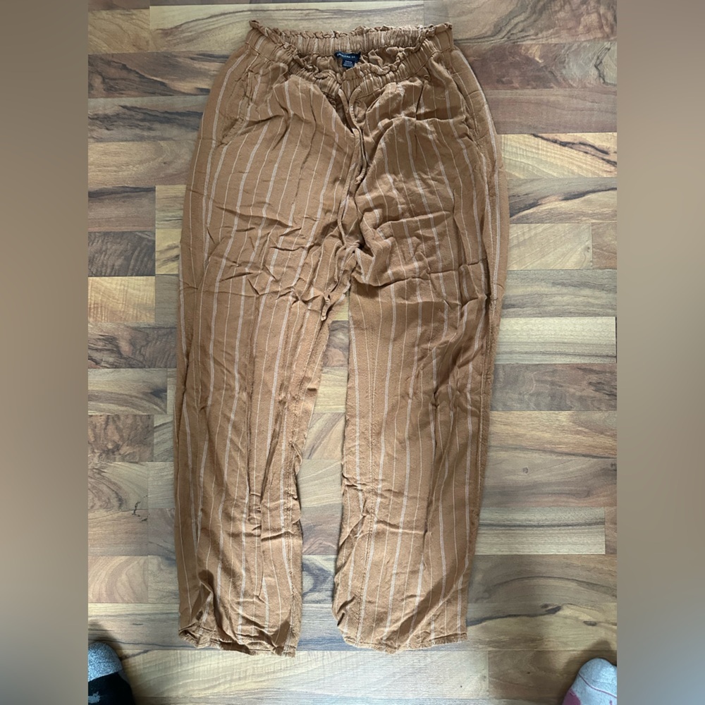 American Eagle Outfitters Brown Striped Wide Leg Pants